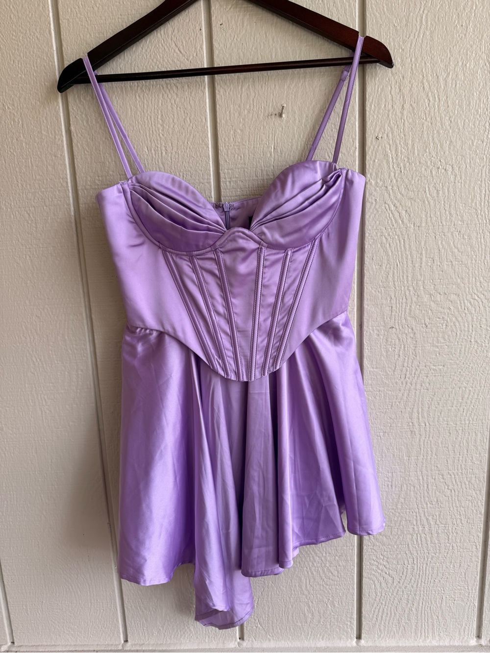 Babyboo Purple Satin Corset Mini Dress Size M Lilac Bustier Party